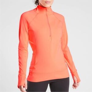 Athleta Whittier Peak Half Zip Pullover Jacket Coral Volt